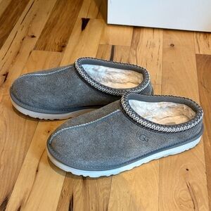 UGG Tasman Gray Suede Slippers with White Lining